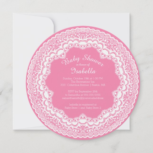 Jolie dentelle blanche Baby shower Invitation (Devant)