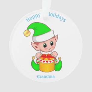 Jolie elfe de Noël et Joyeuses fêtes grand-mère