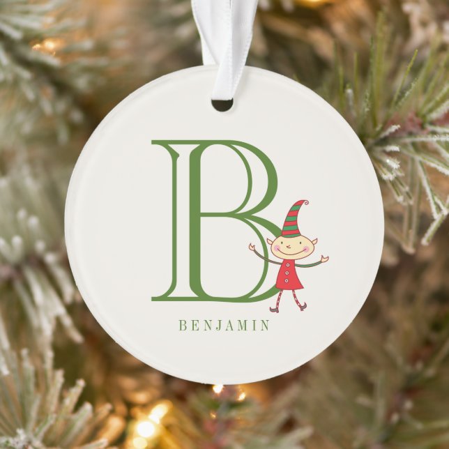 Jolie Elfe de Noël Monogramme Photo de vacances po (Arbre)
