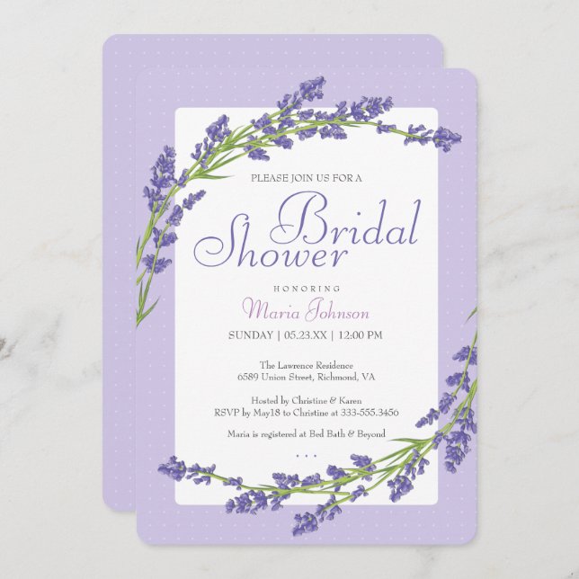 Jolie en pourpre | Invitation de douche nuptiale (Devant / Derrière)