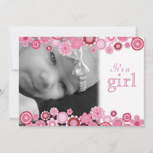 Jolie en rose bébé fille naissance Faire-part phot