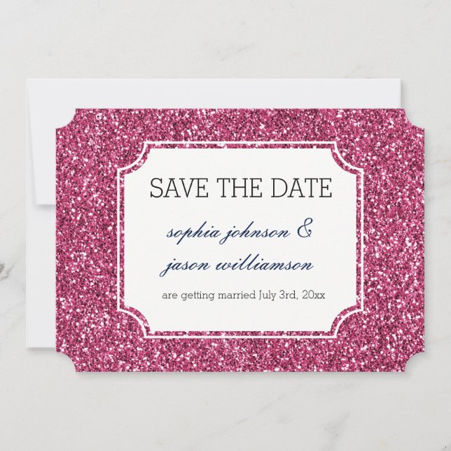 Jolie étincelle rose save the date (Devant)