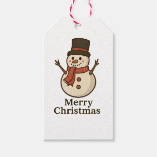 Jolie étiquette de cadeau de Noël Bonhomme de neig