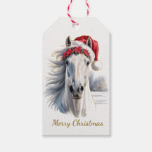 Jolie étiquette de cadeau de Noël pour cheval