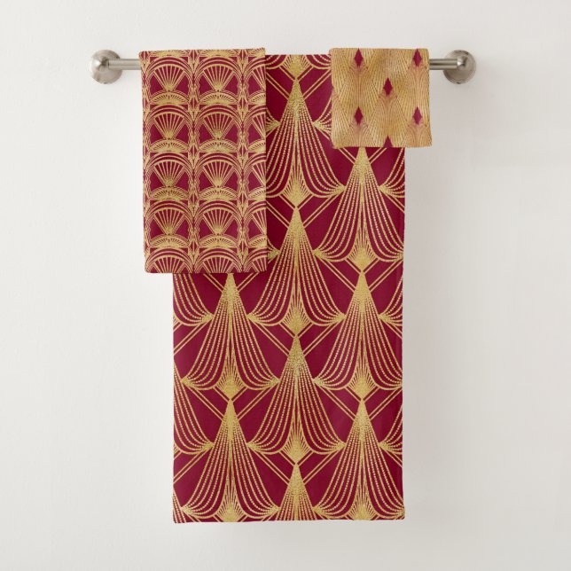 JOLIE FAN ROUGE & OR REGARDEZ LES MOTIFS ART DÉCO (En situation)