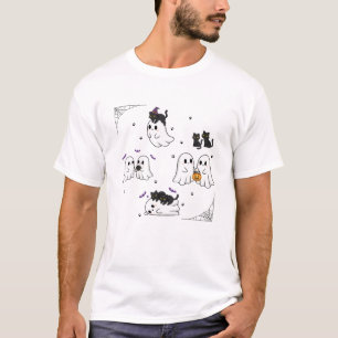 Jolie Fantôme et Chat Noir Amis Halloween T-Shirt