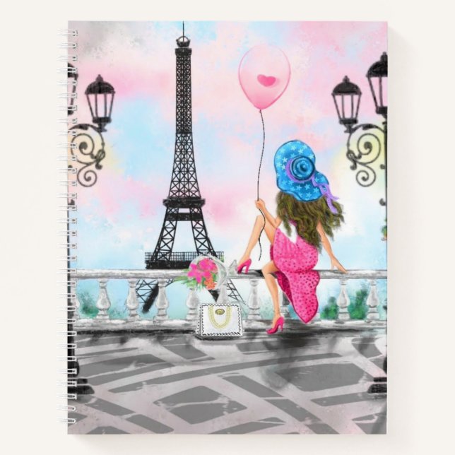 Jolie Femme À Paris Carnet Tour Eiffel (Devant)