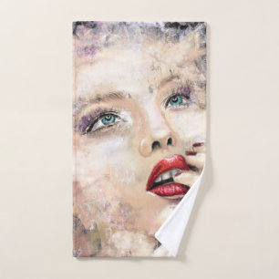 Jolie femme aux yeux verts serviettes de bain