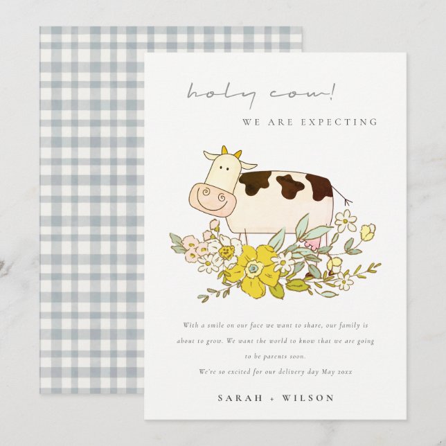 Jolie ferme de la vache Sainte Faire-part de gross (Devant / Derrière)