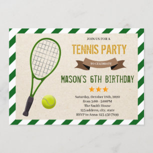 Jolie fête de tennis Invitation
