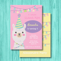 Jolie fête pastel llama Invitation