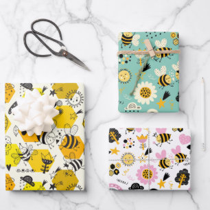 Jolie feuille d'enveloppement des abeilles Ensembl