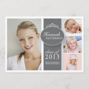 Jolie fille 4 Photo en Grey Graduation Invitation