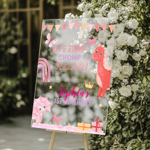 Jolie Fille Bébé Dino Dinosaure Rose Anniversaire