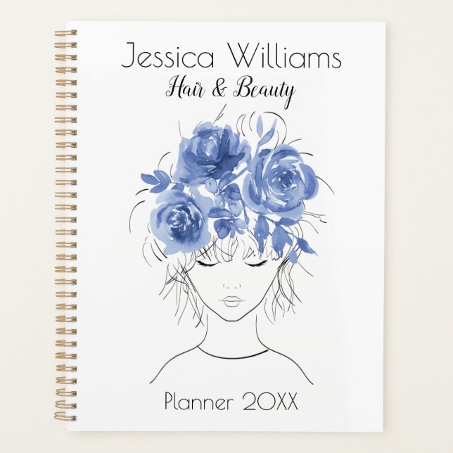 Jolie fille bleu aquarelle rose-Floral (Devant)