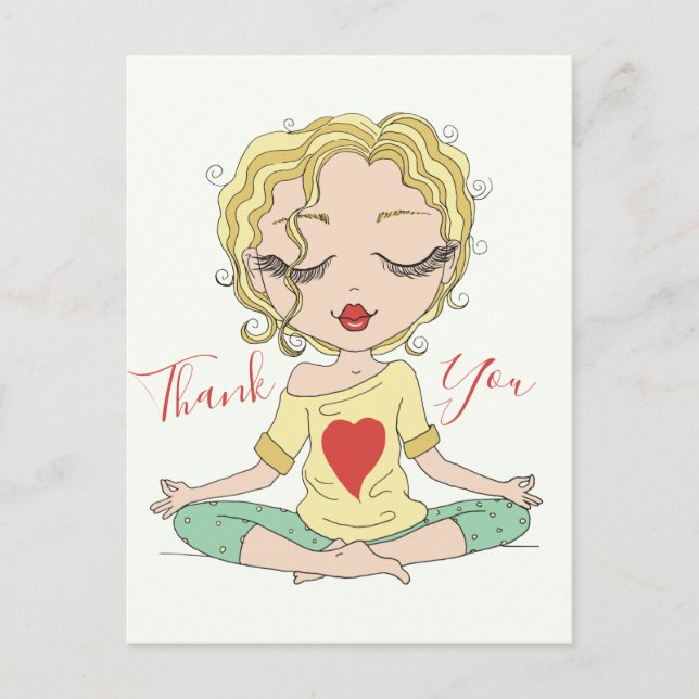 Jolie fille de yoga Merci | Carte postale cheveux  (Devant)