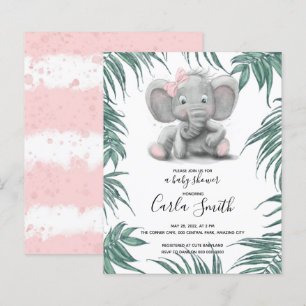 Jolie fille d'éléphant avec feuilles pour baby sho