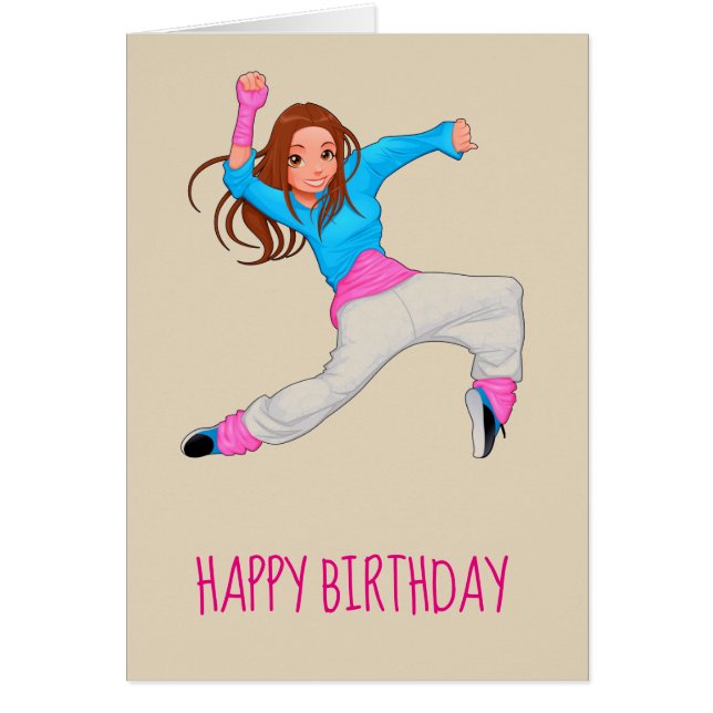 Jolie fille hop hop danse d'anniversaire (Devant)