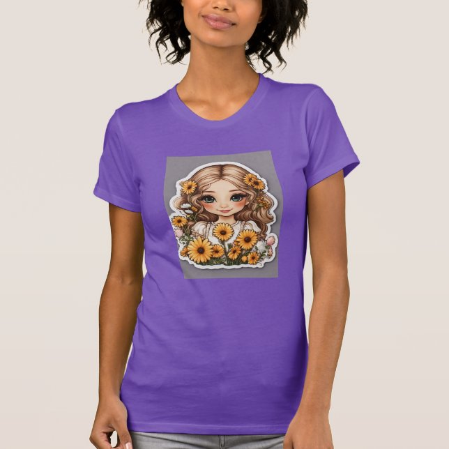 Jolie fille imprimé T-shirt (Devant)