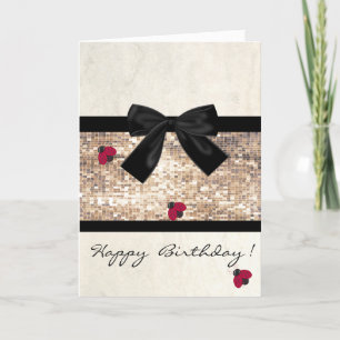 Jolie fille Ladybugs, Séquins, Bow, Carte d'annive