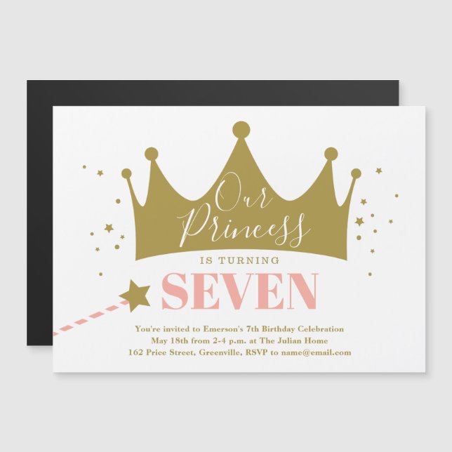 Jolie fille princesse rose Anniversaire Invitation (Devant / Derrière)