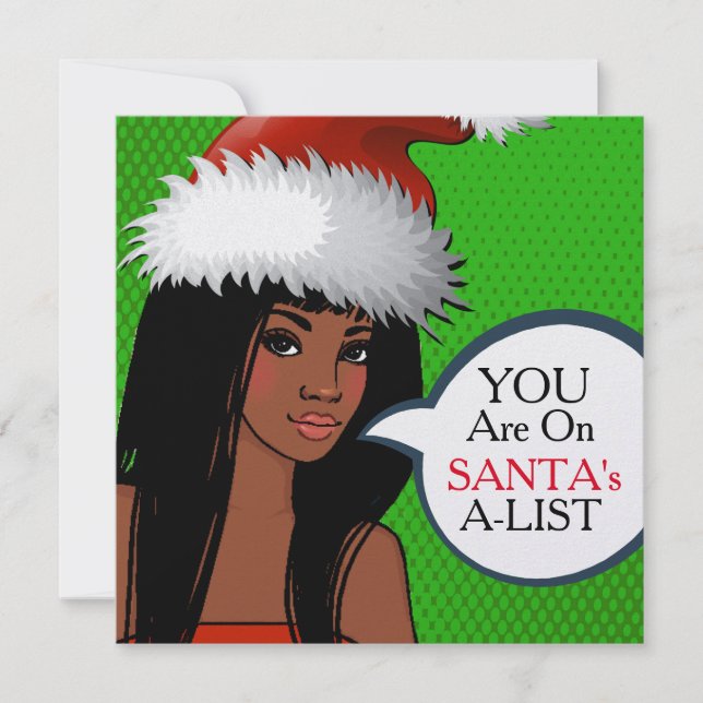 Jolie fille Retro Pop Art Noël Invitation (Devant)