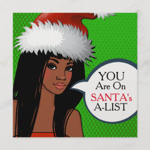 Jolie fille Retro Pop Art Noël Invitation