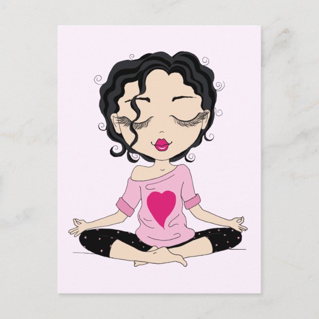 Jolie fille Yoga | Carte postale à cheveux noirs (Devant)