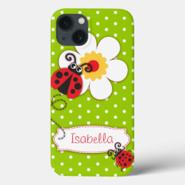 Jolie filles coccinelle nom vert rouge coque ipad