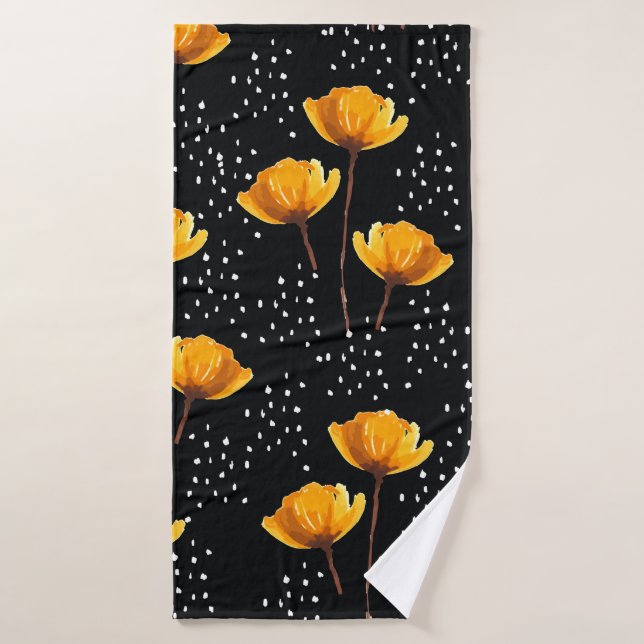 Jolie fleur et pois illustration motif (Serviette de bain)