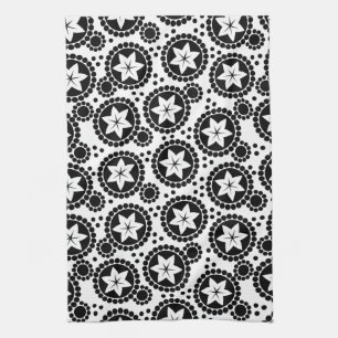 Jolie fleurs blanches noires Serviette
