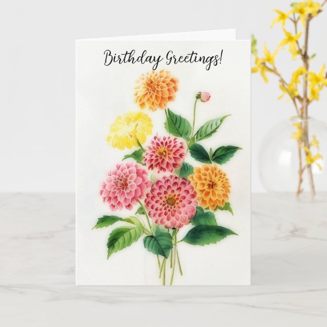Jolie Fleurs Bouquet Vintage Carte d'anniversaire (Fleur jaune)