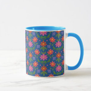 Jolie Fleurs Rangoli Polka Dot Blue Ringer Mug