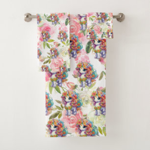Jolie Fleurs rose et blanc Rainbow Unicorn