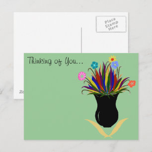 Jolie Fleurs Vase Penser à vous Carte postale
