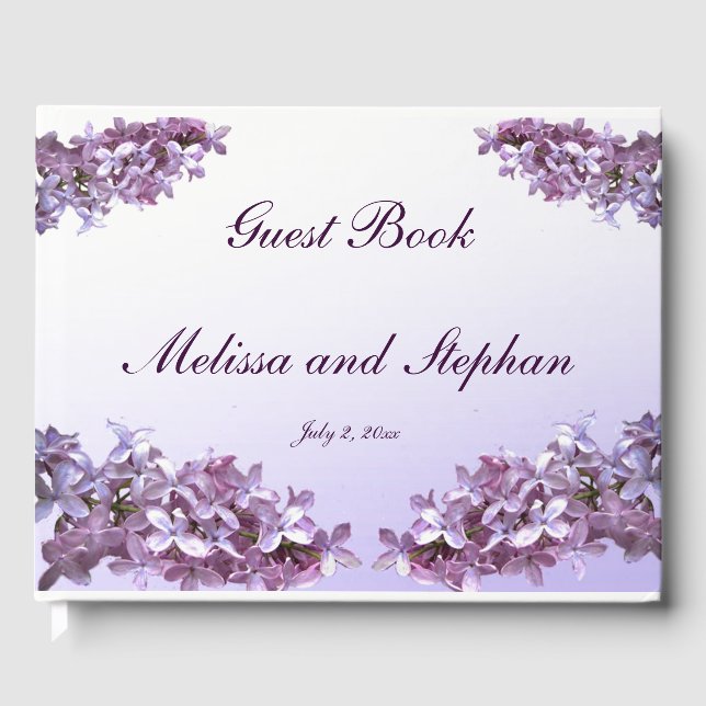 Jolie Floral Lilac Fleurs Mariage Livre d'invité (Recto)