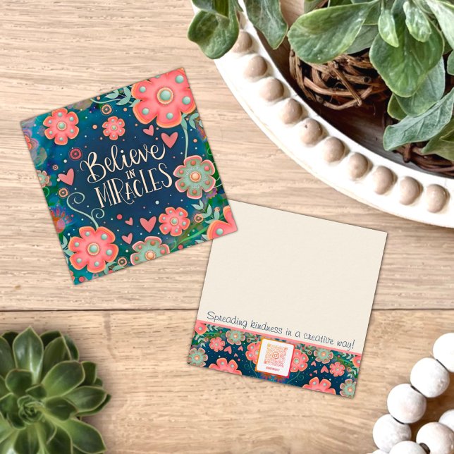 Jolie florale croire en Miracles Cartes de gentill (Pretty floral Believe in miracles, Inspirivity kindness cards. Perfect for random acts of kindness.)