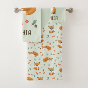 Jolie Forêt Fox Automne Monogramme Enfants