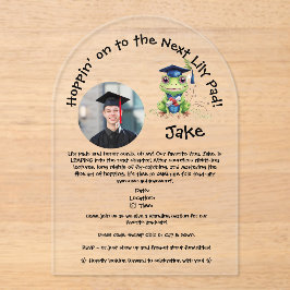 Jolie Frog Graduation Acrylique Invitation