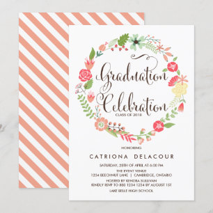Jolie Garden Wreath Graduation Party Invitation