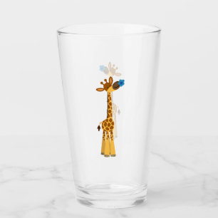 Jolie Giraffe en Cartoon et Bleu Tumbler en Verre 