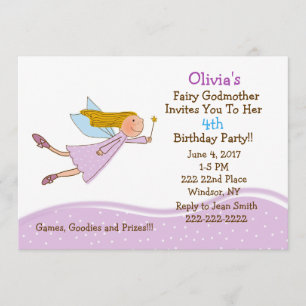 Jolie Godmère Fée Et Dots Invitation Anniversaire