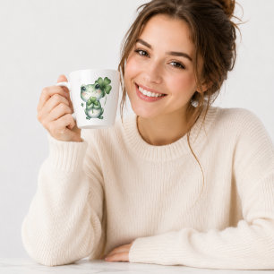 Jolie Grenouille Chanceuse avec Mug à Café Trèfle