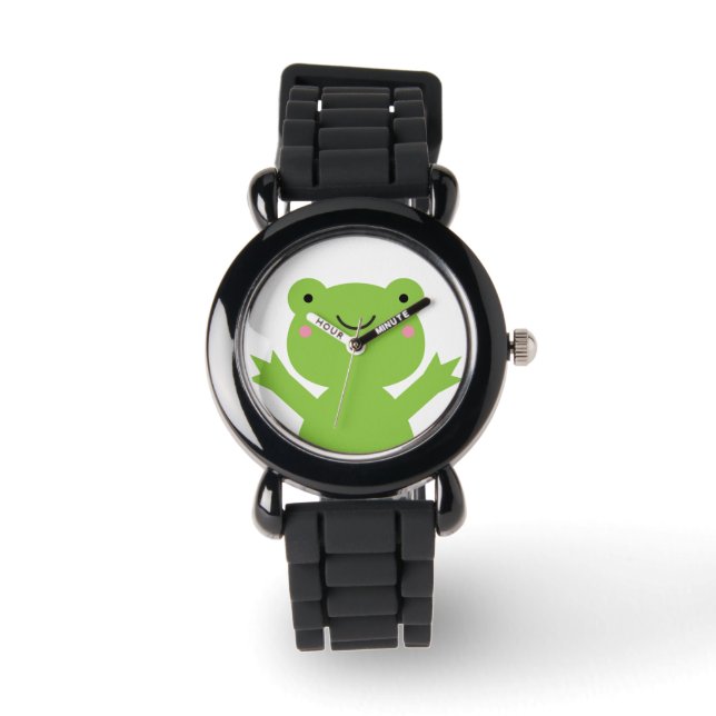 Jolie grenouille verte montre poignet (Recto)