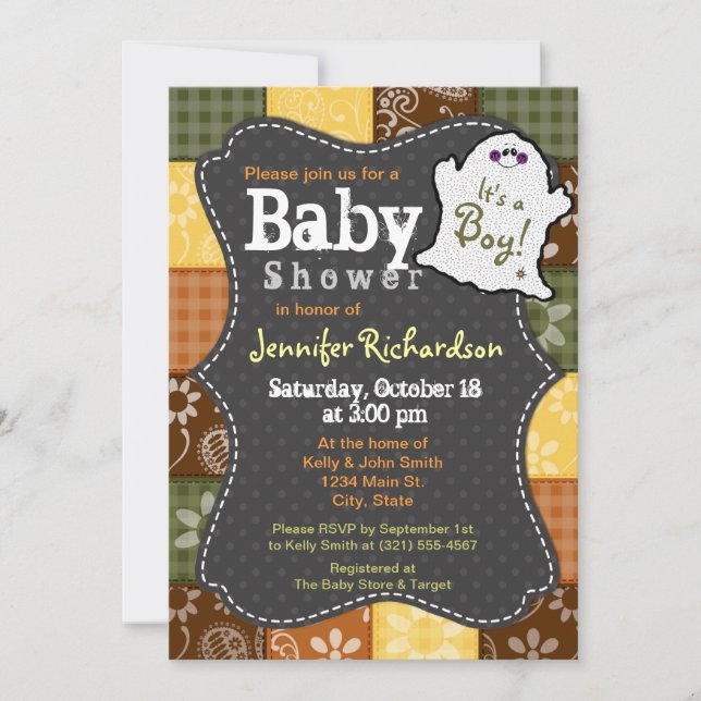 Jolie Halloween, Automne, Invitation Baby shower (Devant)