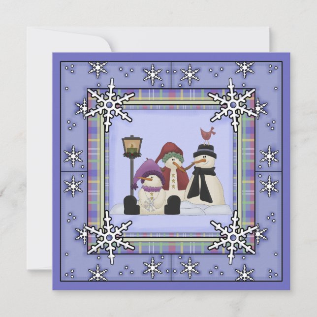 Jolie hiver Snowman Invitation Anniversaire (Devant)