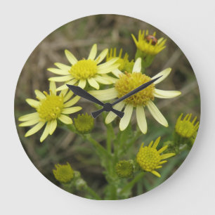 Jolie horloge murale Fleur sauvage Jaune
