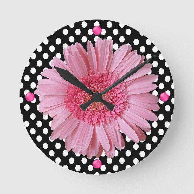 Jolie horloge murale rose Gerber Daisy (Recto)