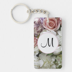Jolie initiale personnalisée rose et ivoire floral