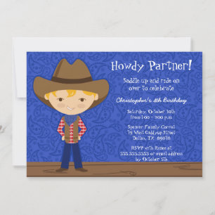 Jolie invitation à la fête d'anniversaire de cowbo
